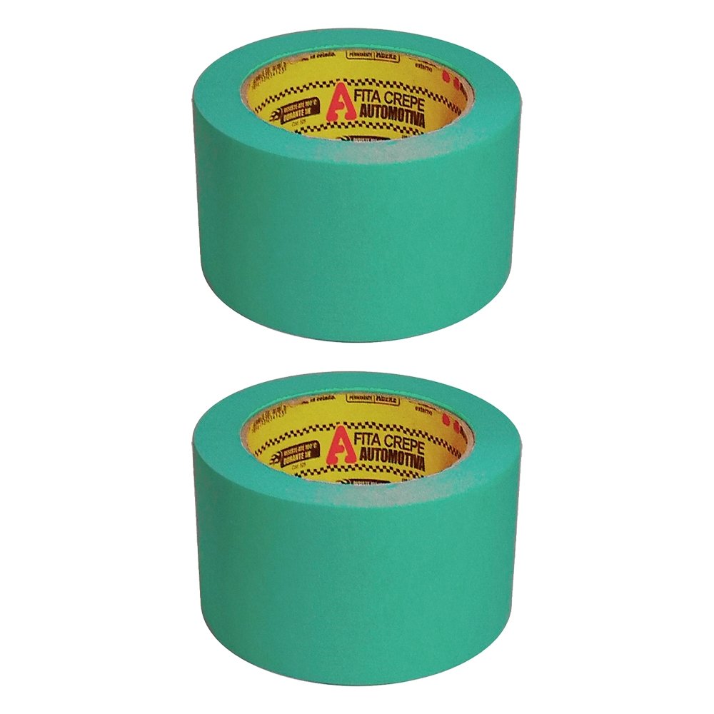 Fita Crepe Adere Automotiva 525 Alta Resistência Verde 48X50M - Embalagem com 2 Unidades