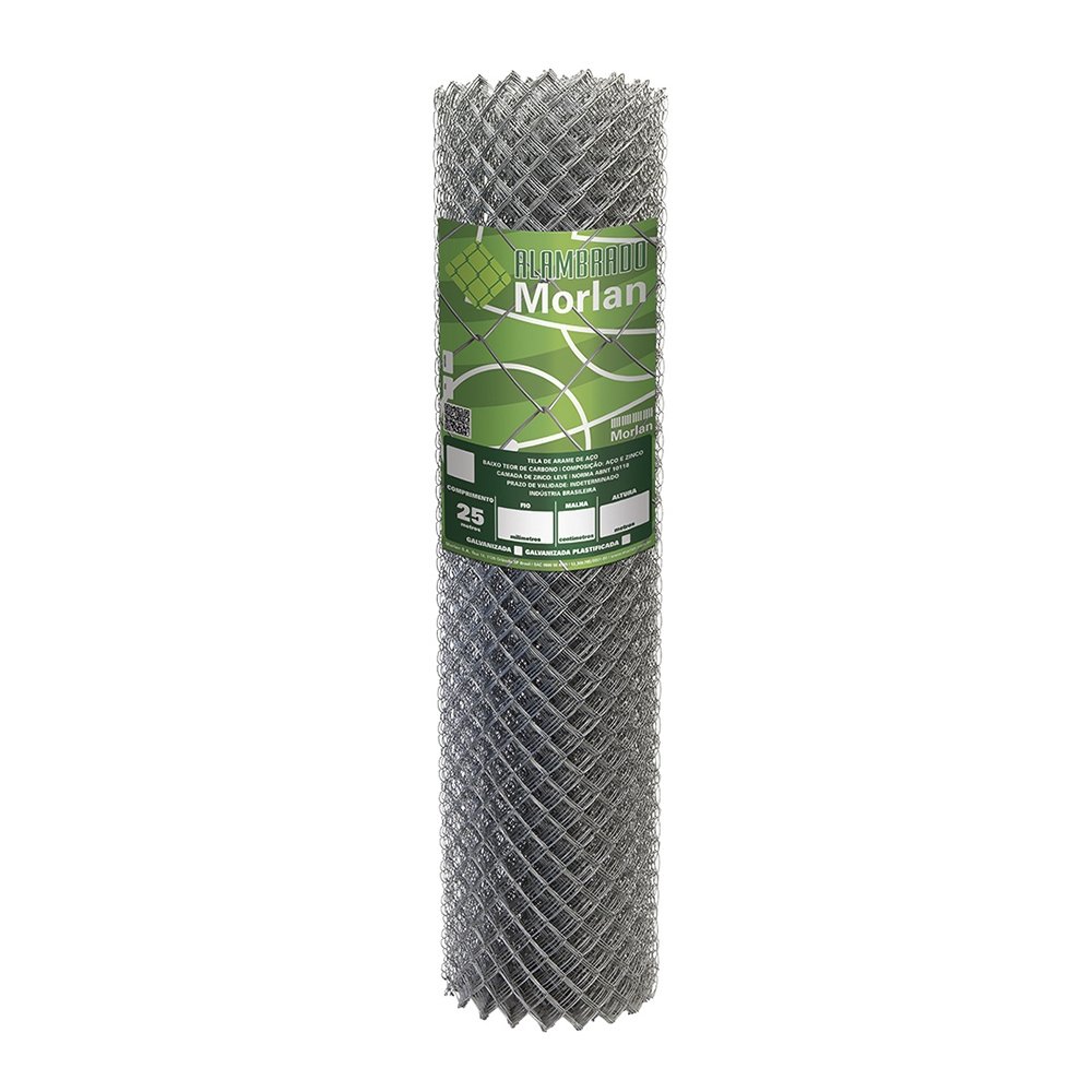 Tela Alambrado Galvanizado 60x60 mm Fio 14 - 1,50 m x 25 m