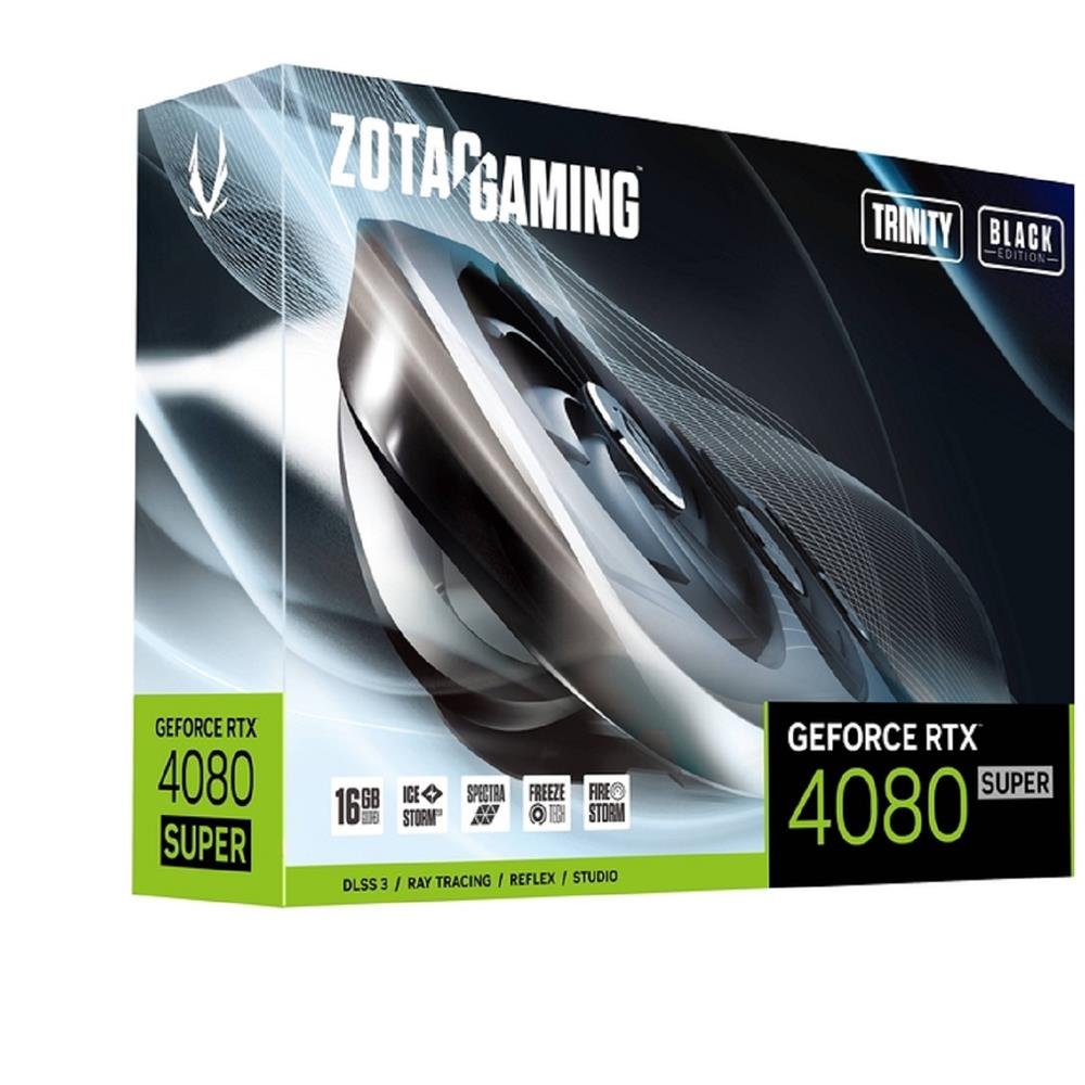 Zotac Gaming Geforce Rtx 4080, Super Trinity Black Edition, 16Gb, Gddr6x, Zt-D40820d-10P, Preto