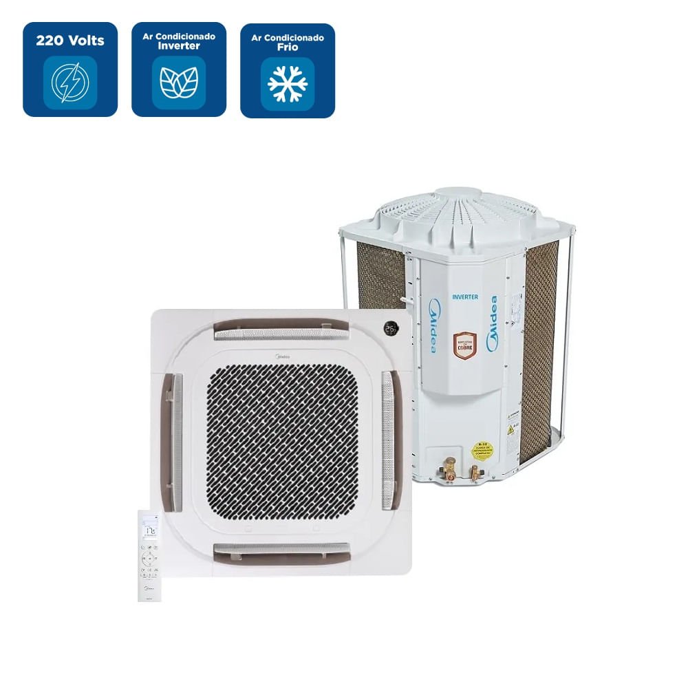 Ar Condicionado Split Cassete 4 Vias Inverter Springer Midea Connect 36000 BTU/h Frio Monofásico 40KVQD36M5 - 220 Volts