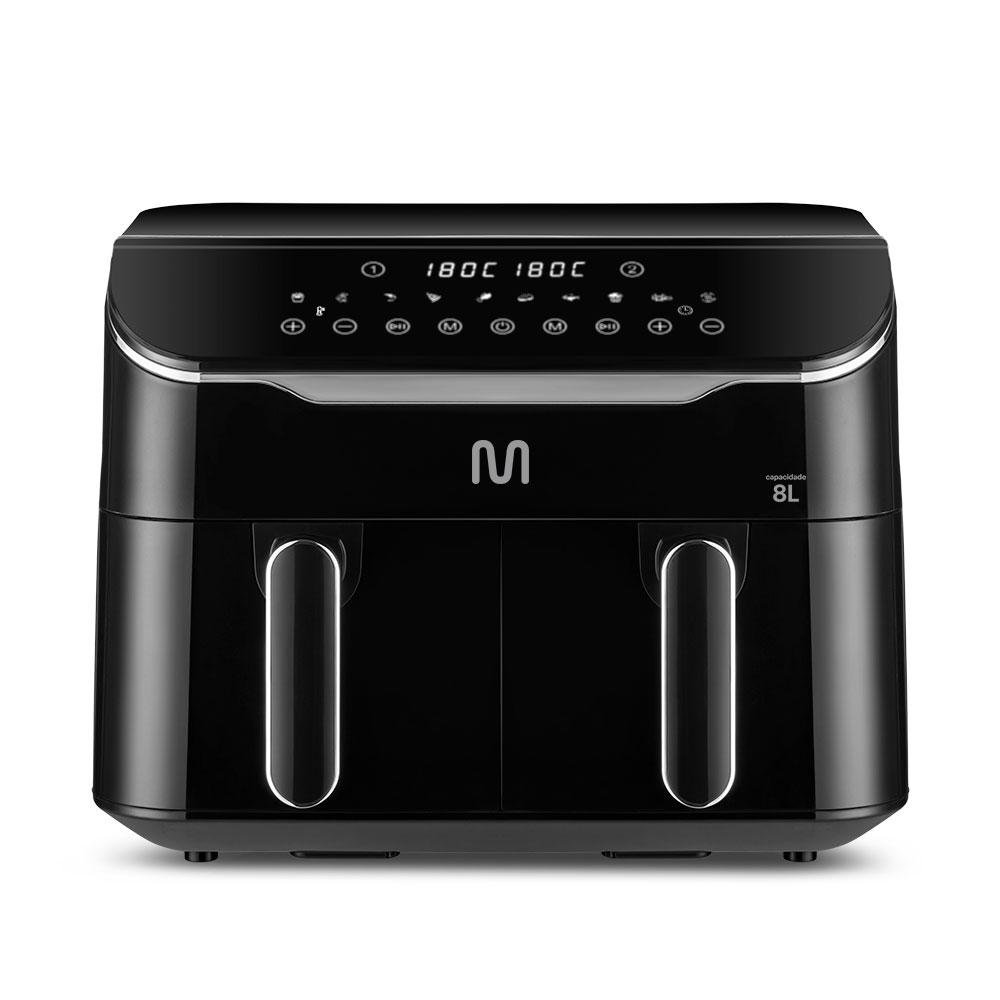 Fritadeira Eletrica sem oleo Air Fryer 8L Preta com 2 Gavetas 1800W 127V Multi - GO219
