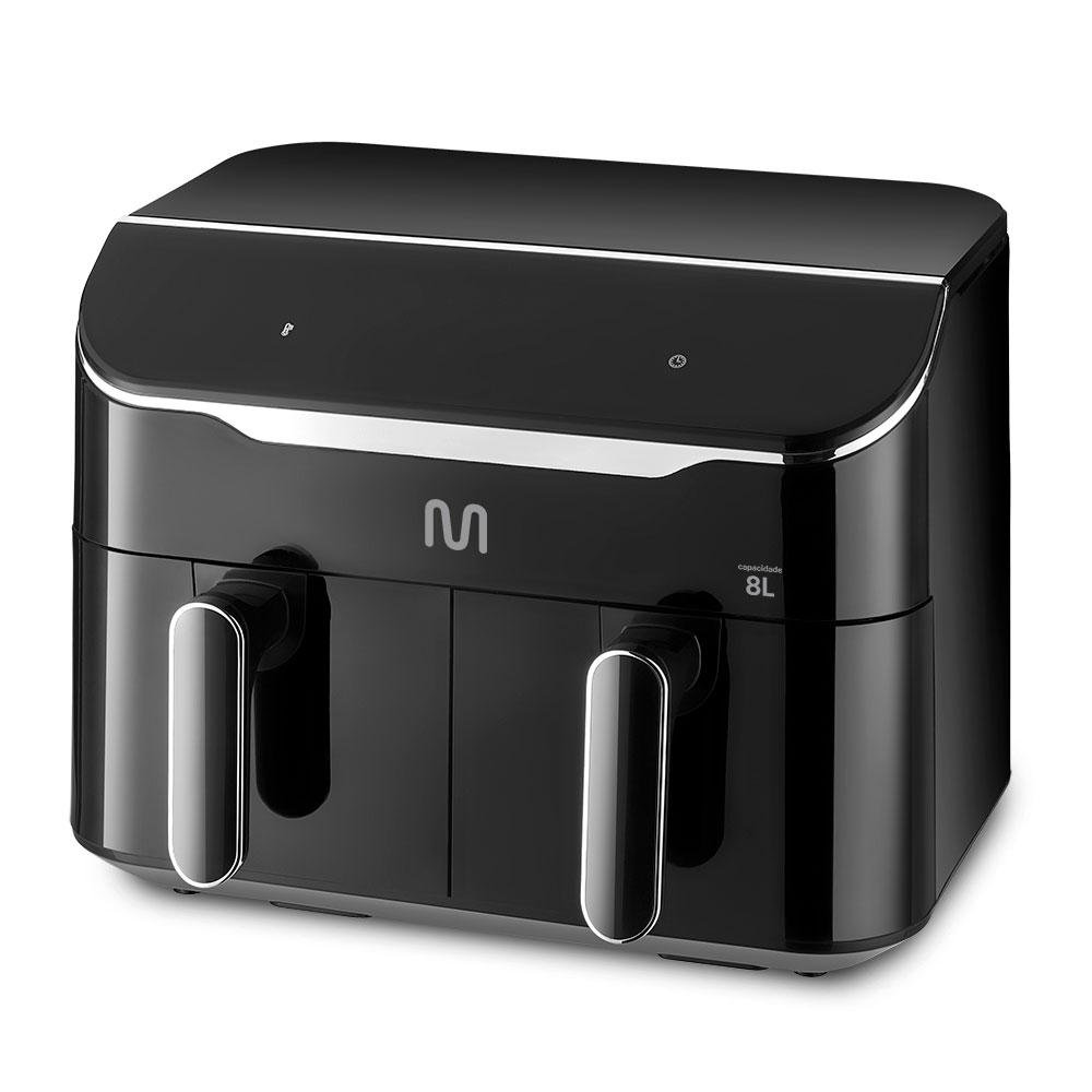 Fritadeira Eletrica sem oleo Air Fryer 8L Preta com 2 Gavetas 1800W 127V Multi - GO219