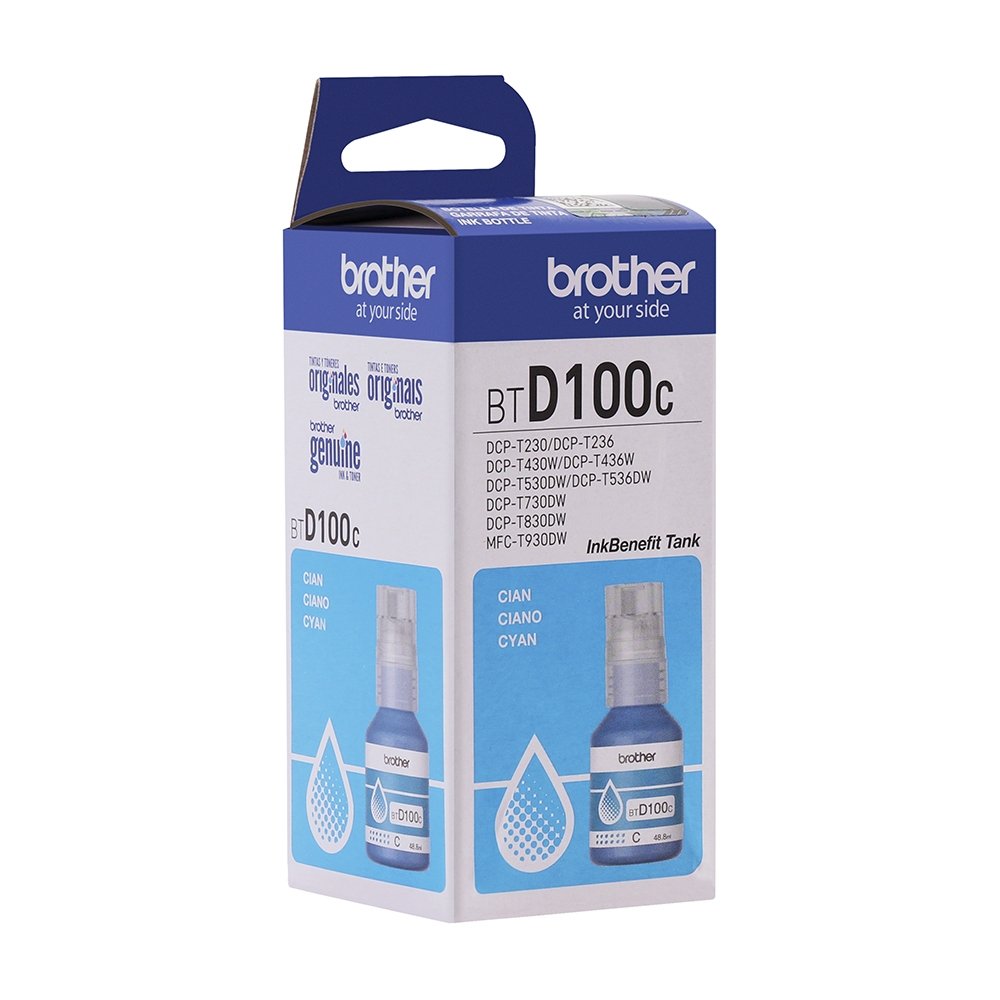 Refil de Tinta Brother BTD100C Ciano - DCPT230/DCPT430W/DCPT436W/DCPT530DW/DCPT730DW/DCPT830D
