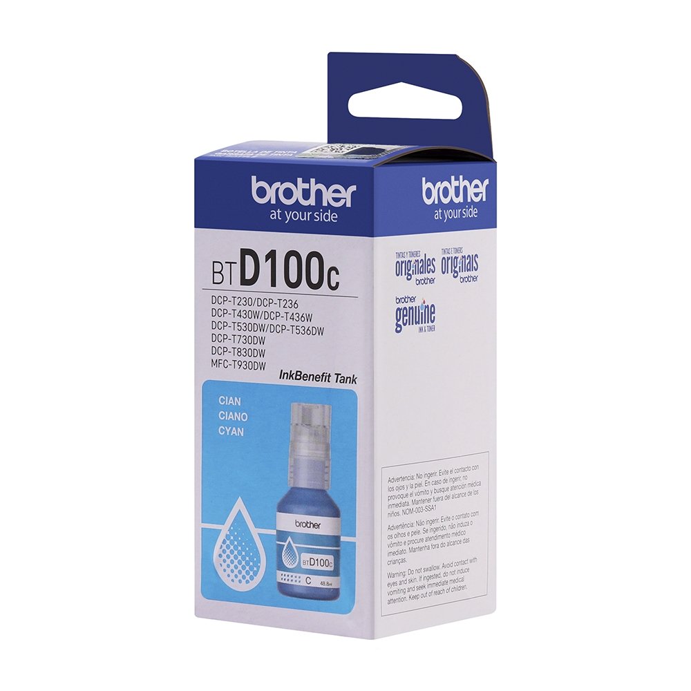 Refil de Tinta Brother BTD100C Ciano - DCPT230/DCPT430W/DCPT436W/DCPT530DW/DCPT730DW/DCPT830D