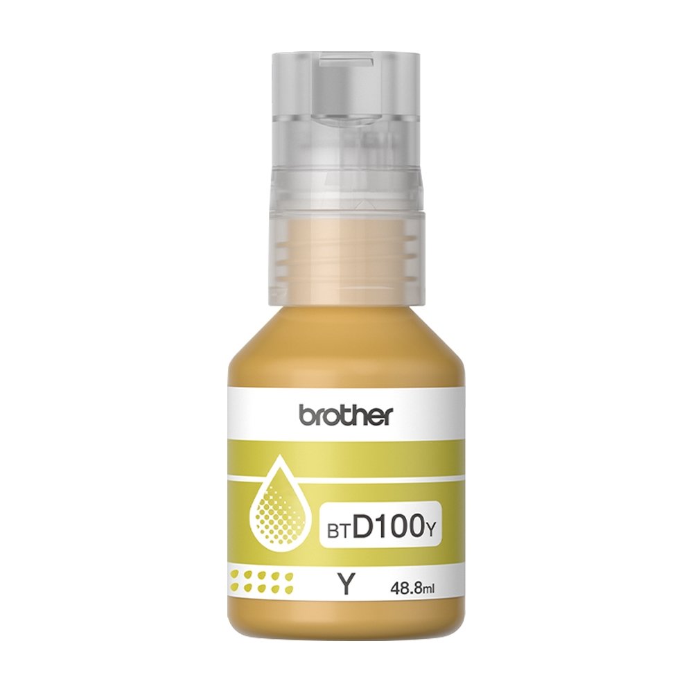 Refil Tinta Brother BTD100Y - Amarela, DCPT230/DCPT430W/DCPT436W/DCPT530W/DCPT730DW/DCPT830DW