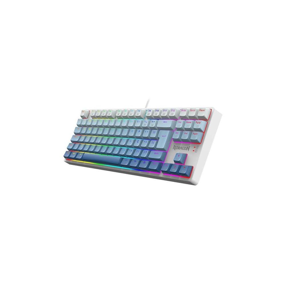 Teclado Mecanico Gamer Redragon Daksa, RGB, Switches Redragon Brown, ABNT2, Branco e Azul - K576GBRGB.