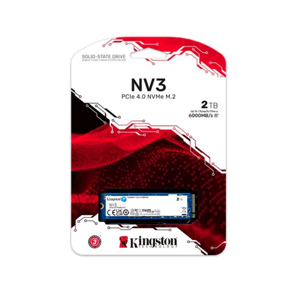 SSD Kingston NV3, 2 TB, M.2 2280, PCIe 4.0 x4, NVMe, Leitura: 6000 MB/s, Gravação: 5000 MB/s, Azul - SNV3S/2000G