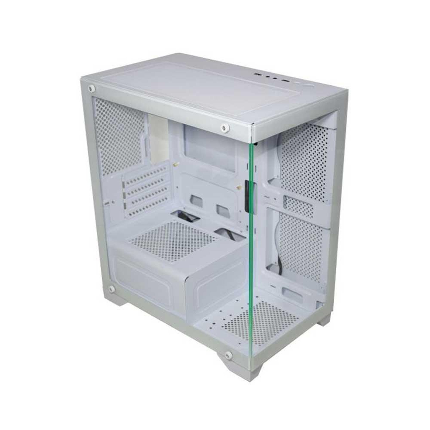 Gabinete Gamer K-MEX Poseidon II, mATX, ITX, USB, Lateral e Frontal em Vidro, Sem Fan, Branco