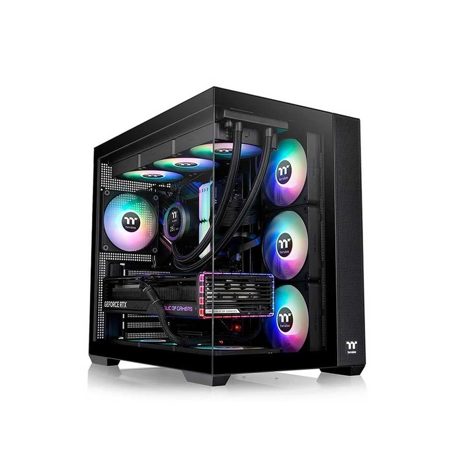 Gabinete gamer thermaltake view 380 tg argb black 4 fans - ca-1z2-00m1wn-00