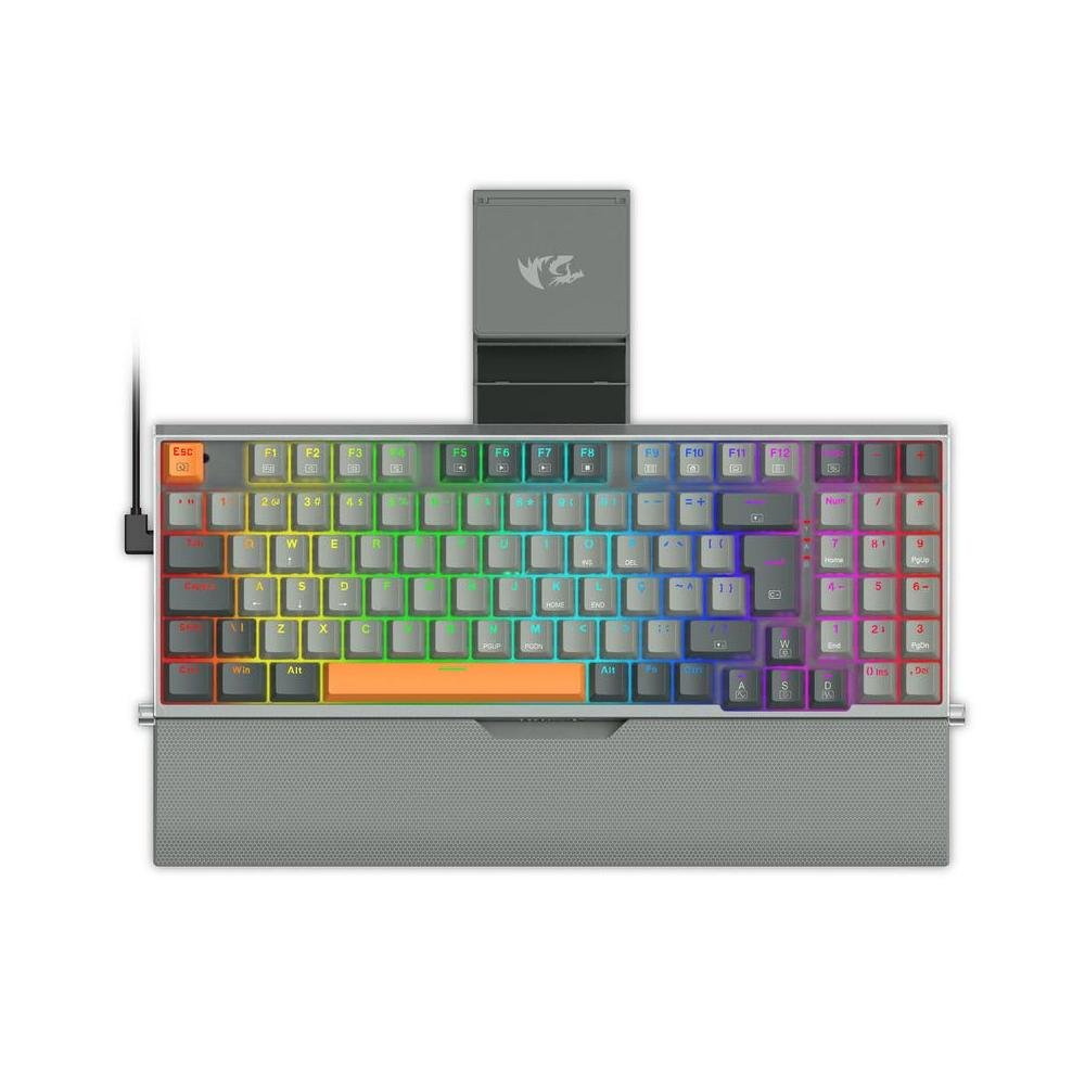 Teclado Mecanico Gamer Redragon Olaf, RGB, Switch Dust-Proof Brown, ABNT2, Cinza e Laranja - K648GG-RGB.