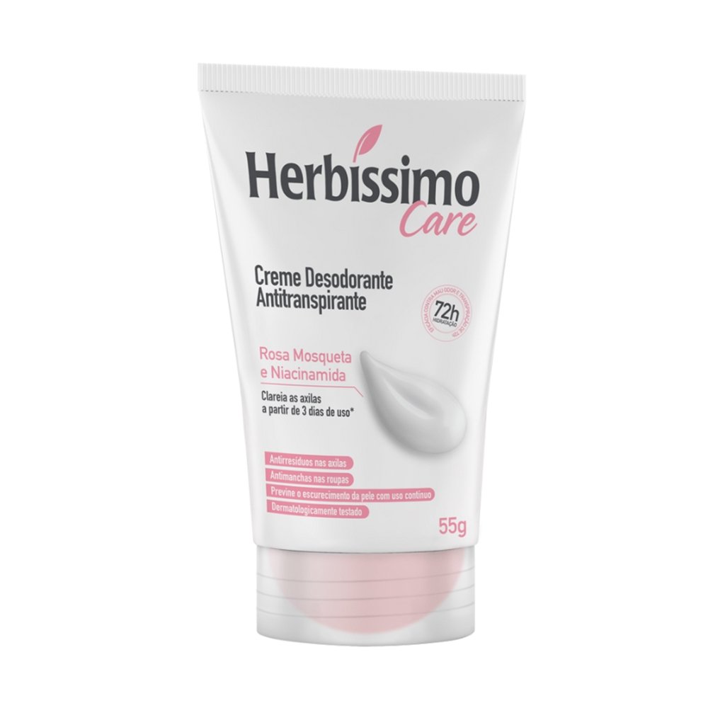 Desodorante em Creme Herbíssimo Care Rosa Mosqueta Bisnaga 55g