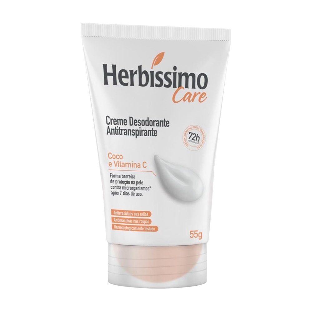 Desodorante em Creme Herbíssimo Care Coco e Vitamina C 55g