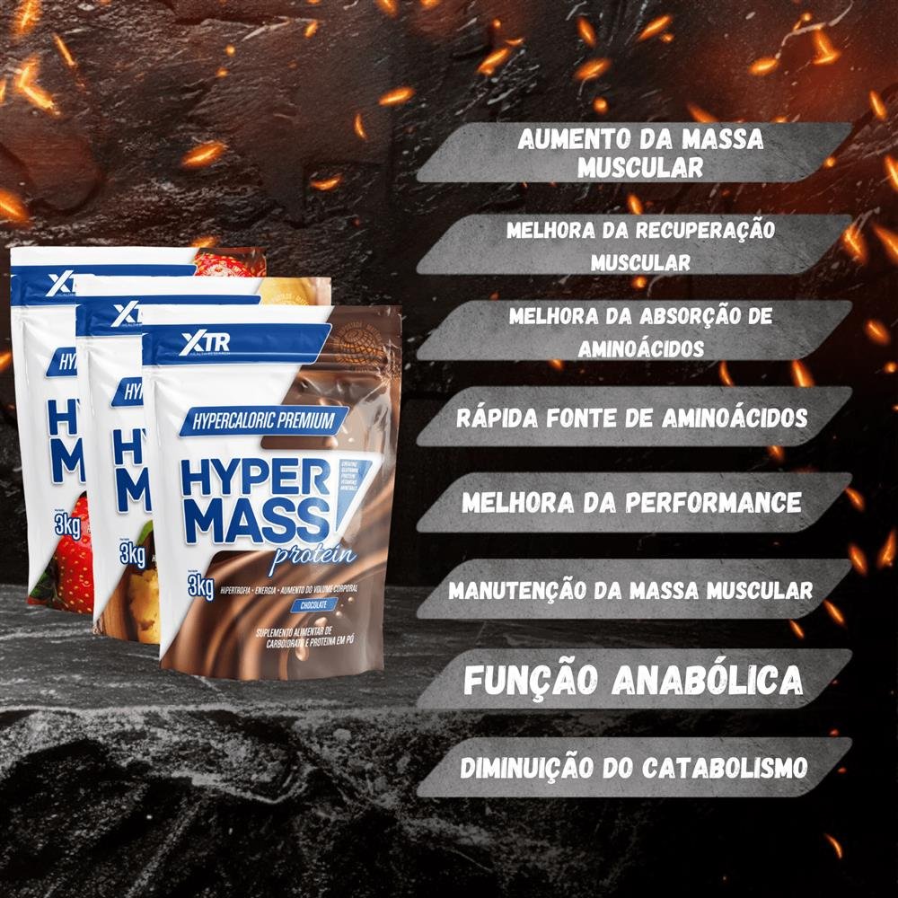 Hipercalorico Hyper Mass Protein Sabor Chocolate 3Kg Xtr Health Research