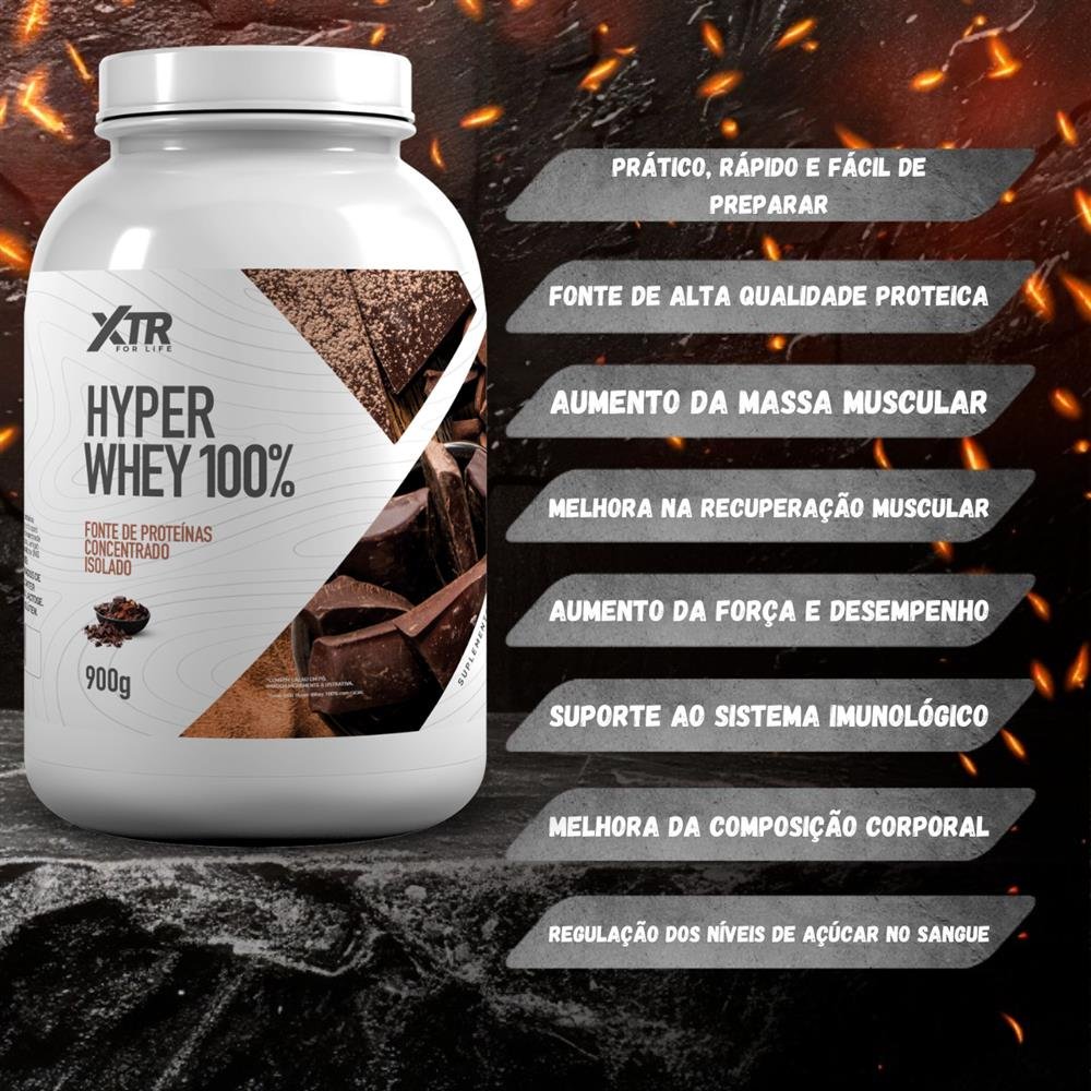 Whey Hyper Whey 100% Sabor Leitinho 900G Xtr Health Research