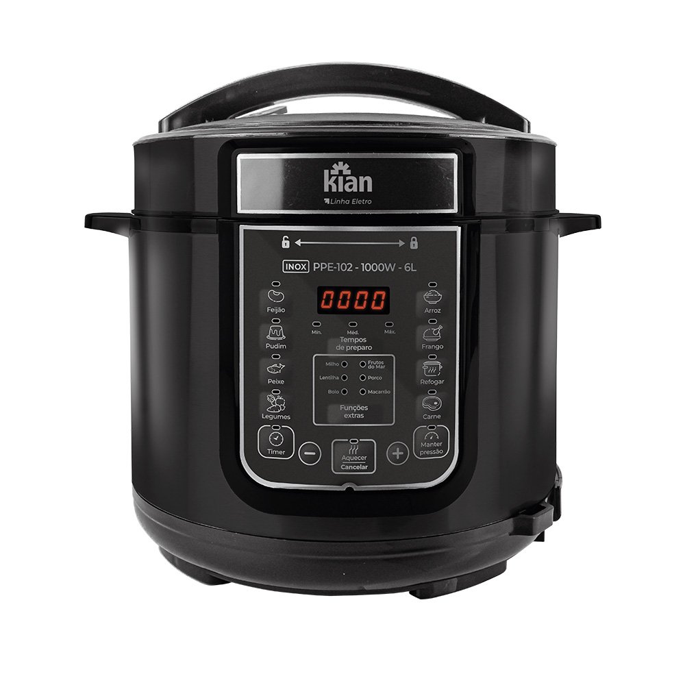 Panela De Pressão Eletrônico 6L 1000W Preta 127V Kian