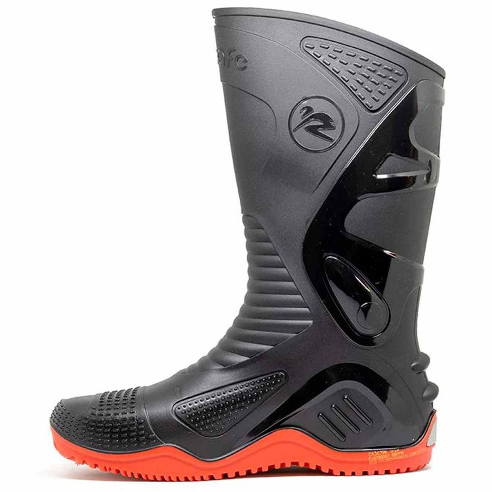Bota Pvc Motoqueiro Motosafe Preta Com Solado Vermelho N 42 Bracol