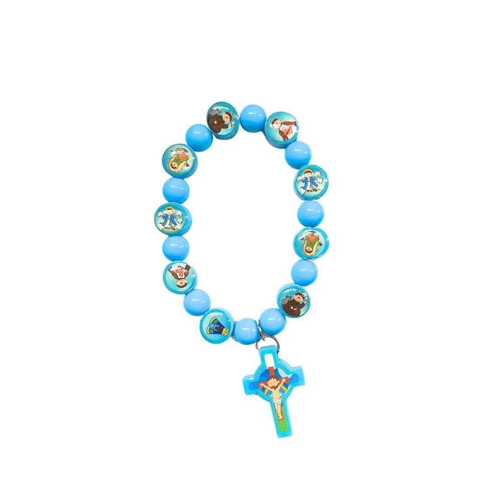 Pulseira Infantil Azul Santos Com 12 Unidades