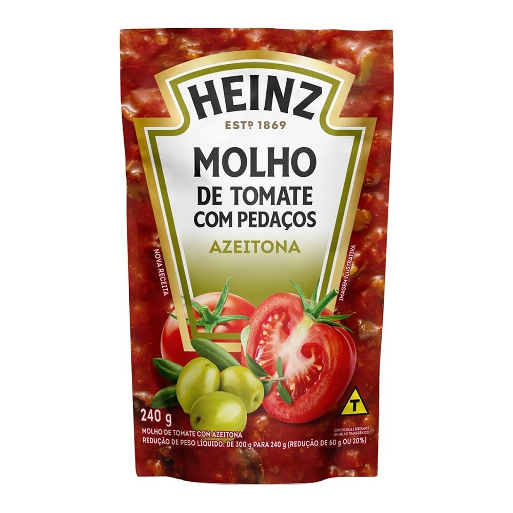 Molho de Tomate Heinz Azeitona Sachê 240g - Embalagem com 32 Unidades