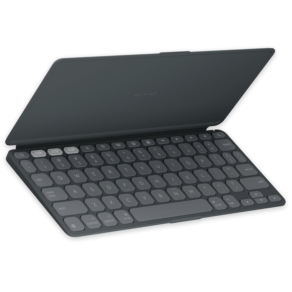 Teclado Sem Fio Logitech Keys-To-Go 2, Bluetooth, para Tablets, iPad, macOs, Windows, Capa Integrada, Grafite - 920-012867.