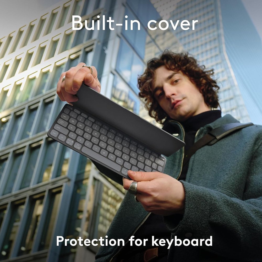 Teclado Sem Fio Logitech Keys-To-Go 2, Bluetooth, para Tablets, iPad, macOs, Windows, Capa Integrada, Grafite - 920-012867.