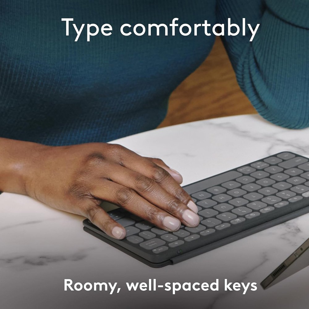 Teclado Sem Fio Logitech Keys-To-Go 2, Bluetooth, para Tablets, iPad, macOs, Windows, Capa Integrada, Grafite - 920-012867.