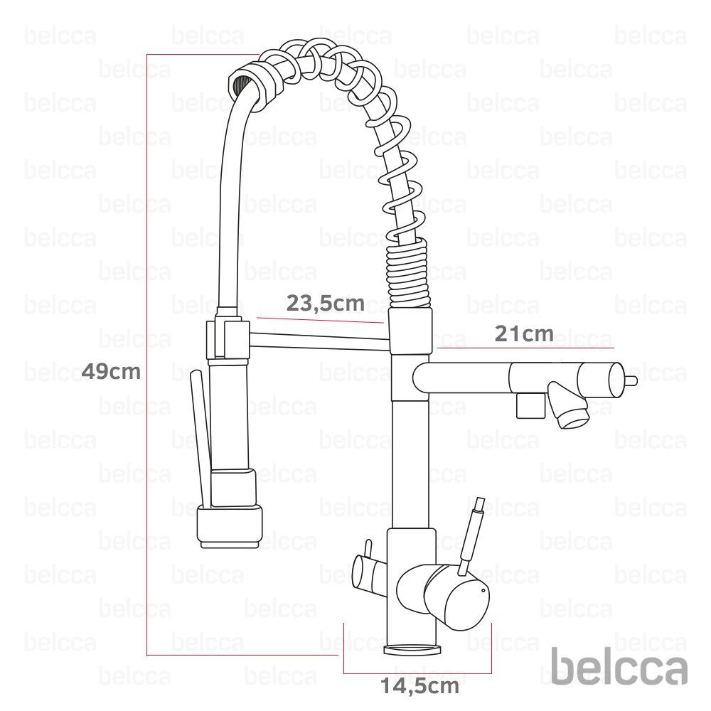 Torneira Gourmet 50Cm Com Misturador Monocomando E Saida Para Água Filtrada Cromada De Bancada Belcca Tgm50cf-Bl