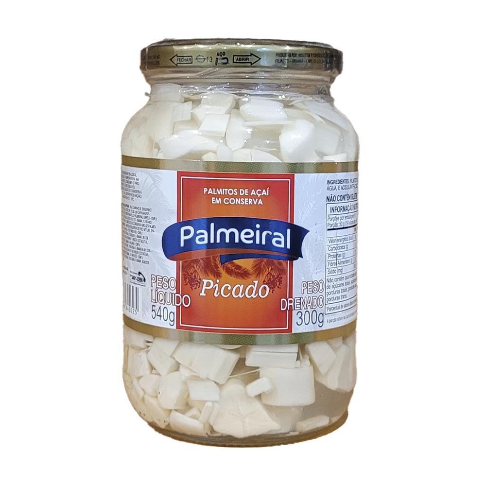 Palmito De Pupunha Palmeiral Cubos Vidro 300GR