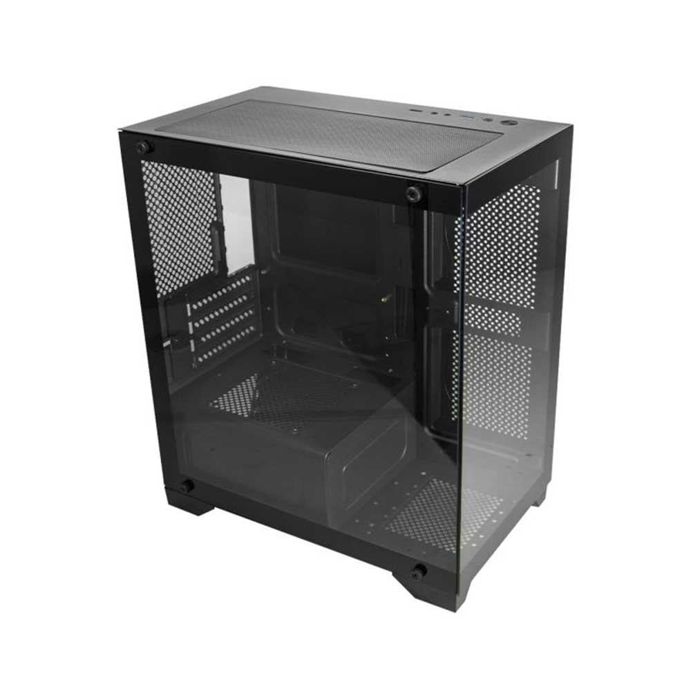Gabinete Gamer K-Mex Poseidon Ii, Cg-01F9, Matx, Itx, Lateral E Frontal Em Vidro, Sem Fan, Preto