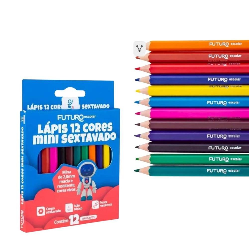 Lapis De Cor 12 Cores Mini Futuro Sextavado Com 12 Unidades Ref Fe092218