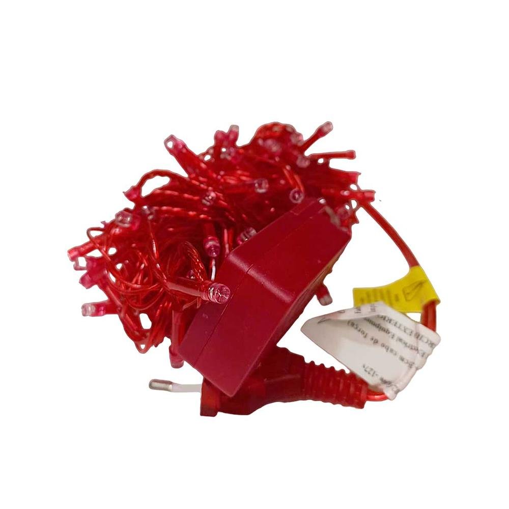 Pisca Pisca Lumina 100 Lampadas Led Vermelho Fio Transparente 8 Funçoes 127V 9M Ref Nw009az1001