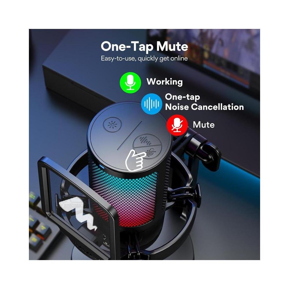 Microfone Streamer Gamer Maono, RGB, Cancelamento de ruido, Cardioide, USB-C - DGM20.