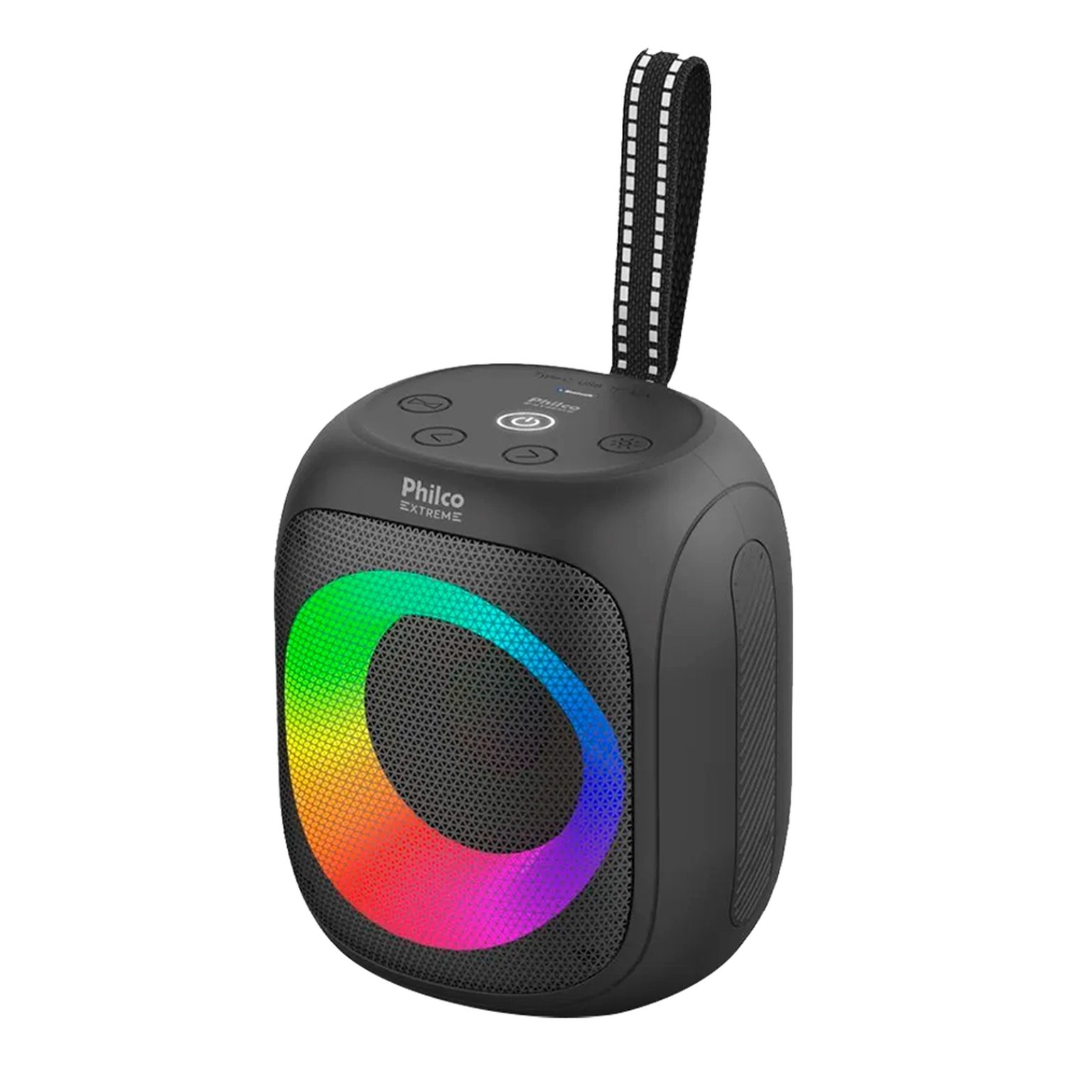 Caixa De Som Philco Speaker PBS30 FM Bluetooth, Flash Ligths - 30W, Bateria de Até 10 Horas, Preto