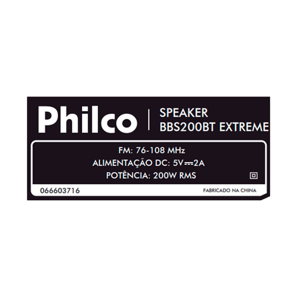 Caixa De Som Britânia Speaker Extreme BBS200BT - FM/Bluetooth, Bateria de Até 9 Horas, 200W, Preto