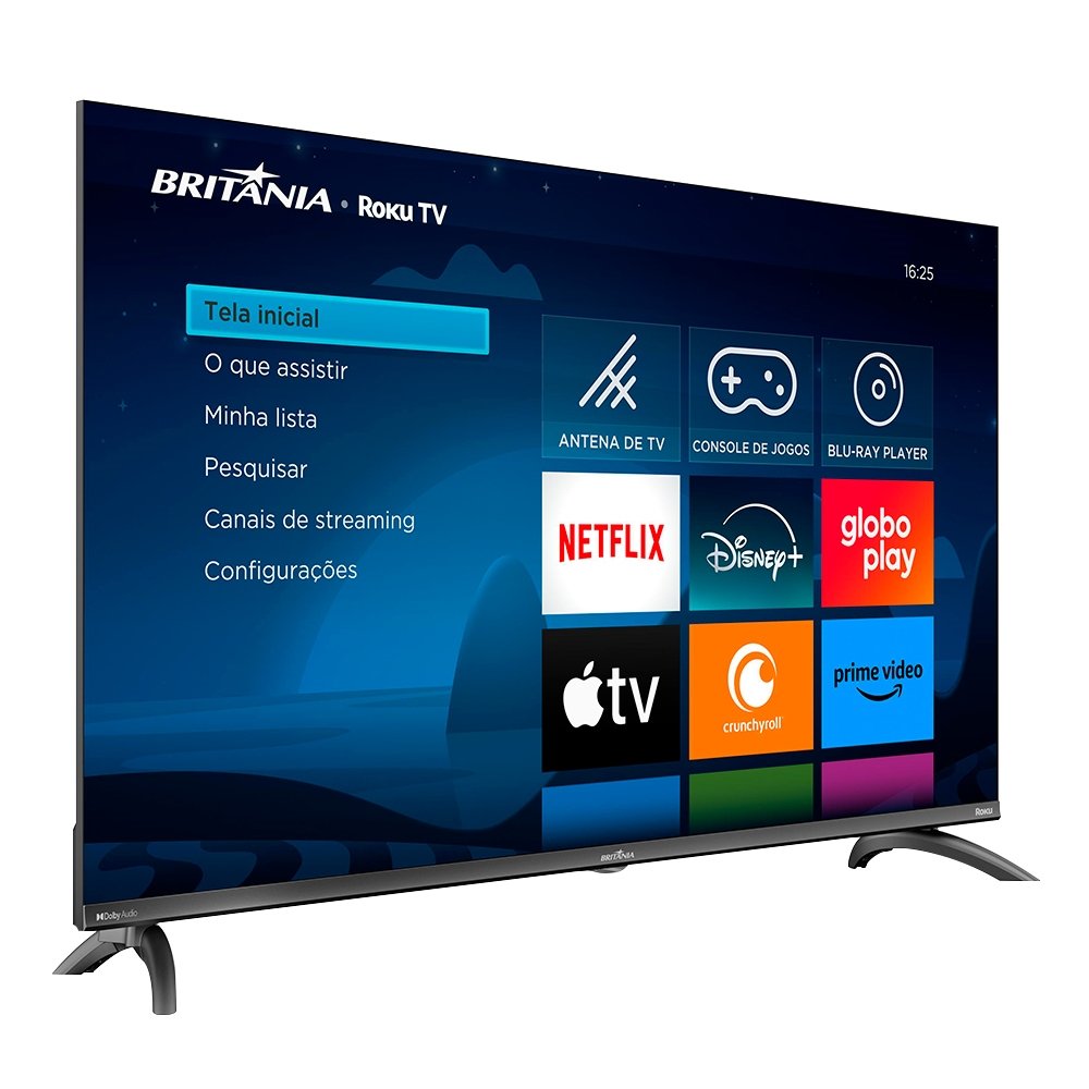 Smart TV 40" LCD LED Britânia BTV40M9GR2CGB - Roku, Wi-Fi, Full HD, Dolby, 3 HDMI e 2 USB