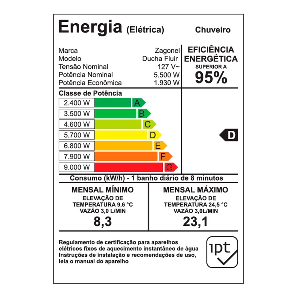 Chuveiro Ducha Zagonel Fluir 4 Temperaturas Branco 5500W 110V