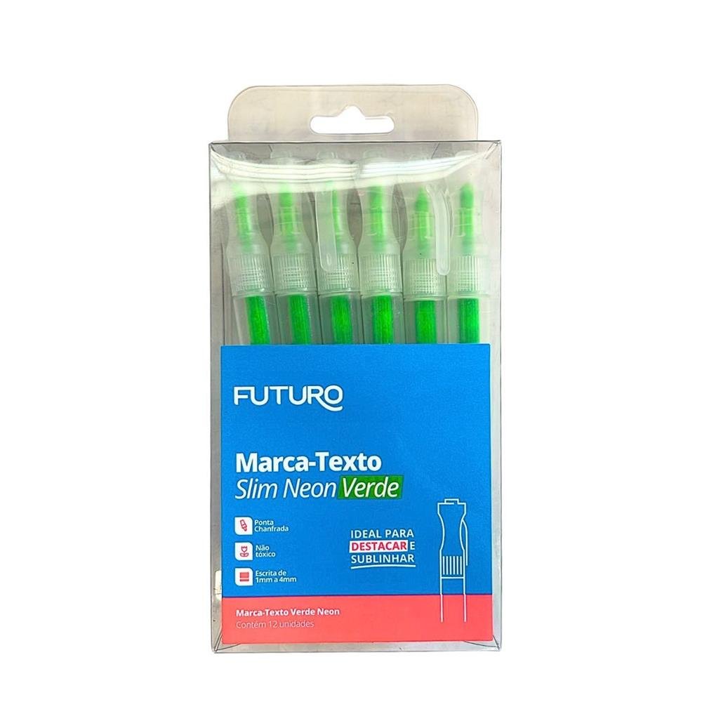 Marca Texto Slim Futuro Neon Verde Com 12 Unidades Ref Fo272284