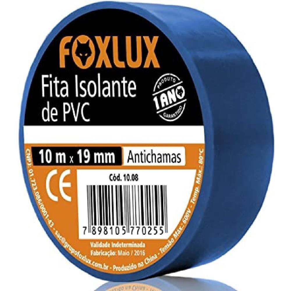 Fita Isolante 10 Metros Azul Foxlux