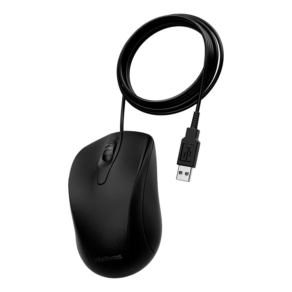 Mouse Óptico Intelbras MCI10 - Com Fio, Preto