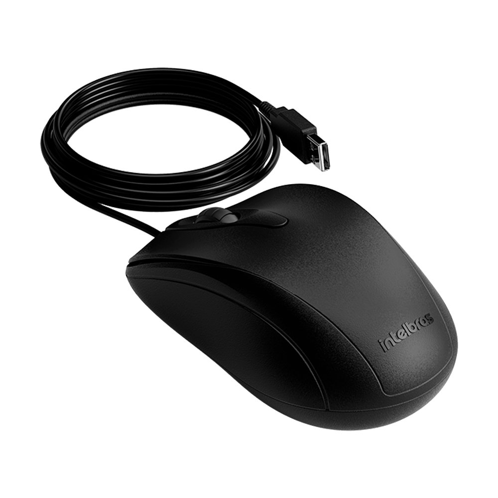 Mouse Óptico Intelbras MCI10 - Com Fio, Preto
