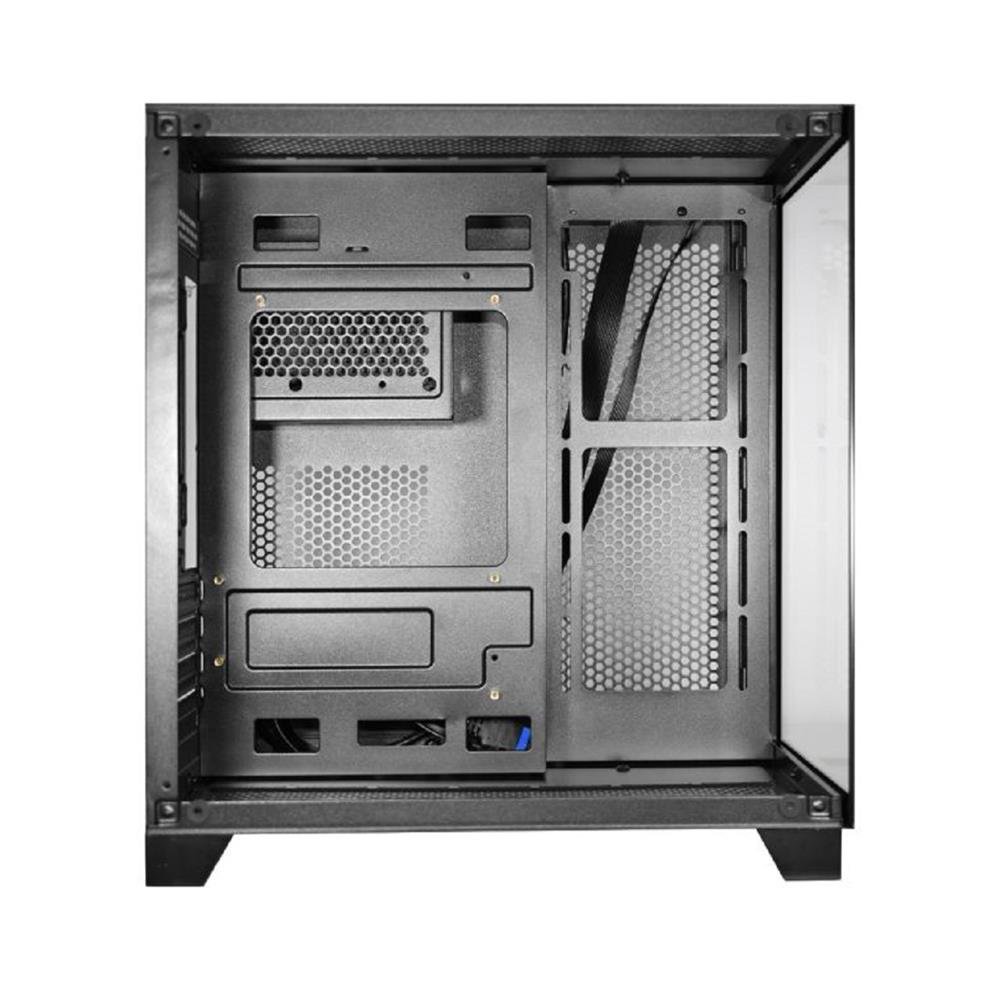 Gabinete Gamer K-Mex Space Aqua Ii Cg-Qn24, Mini Tower, Vidro Temperado, Sem Fonte, Sem Fan, Preto