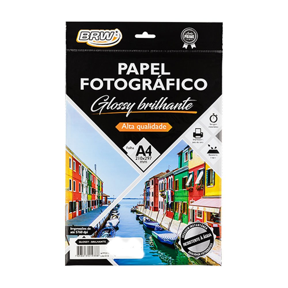 Papel Fotográfico Glossy Brilhante Com 50 BRW