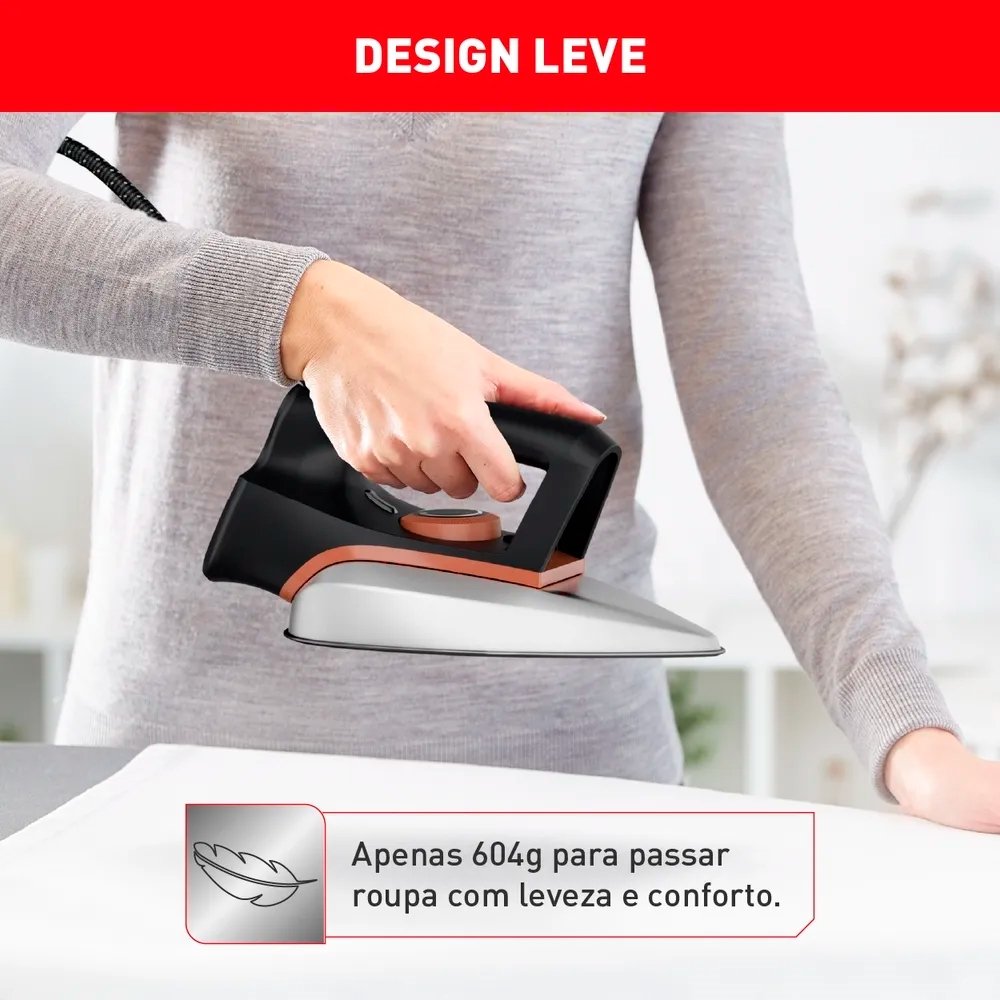 Ferro de Passar a Seco Arno FS31 Drygliss - Base Anti Aderente, 1200W, Preto/Inox, 220V