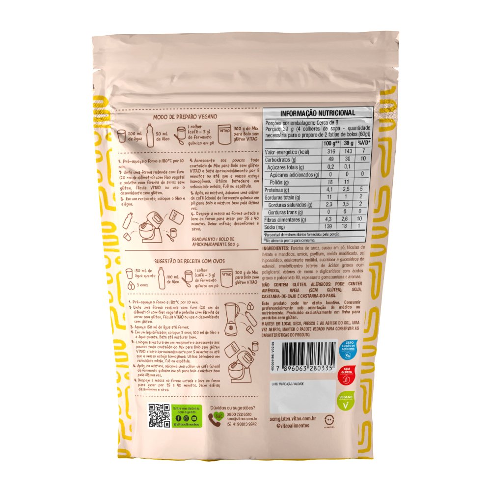 Mix Bolo Sem Gluten Chocolate 300G Caixa Com 12 Unidades