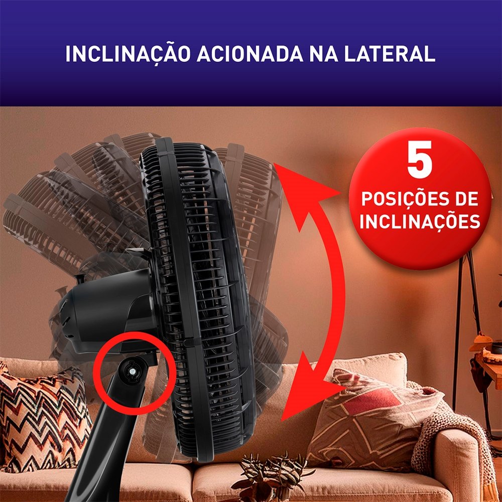 Ventilador de Mesa Arno VE60 X-Treme 2 Em 1 - 140W, 40cm, 6 Pás, 3 Velocidades, Preto, 220V