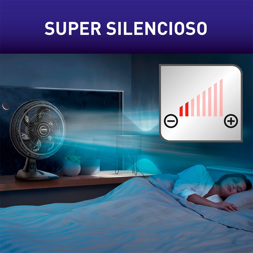 Ventilador de Mesa Arno VE60 X-Treme 2 Em 1 - 140W, 40cm, 6 Pás, 3 Velocidades, Preto, 220V