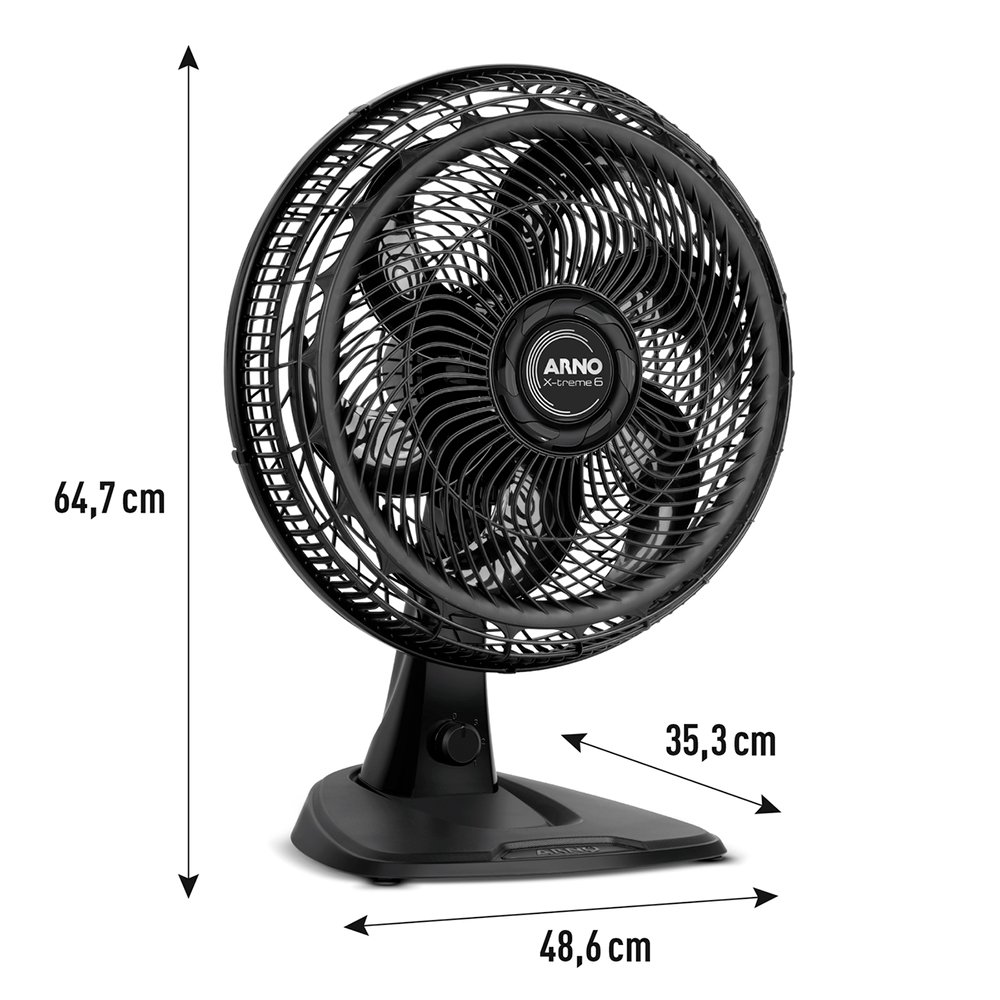 Ventilador de Mesa Arno VE60 X-Treme 2 Em 1 - 140W, 40cm, 6 Pás, 3 Velocidades, Preto, 220V