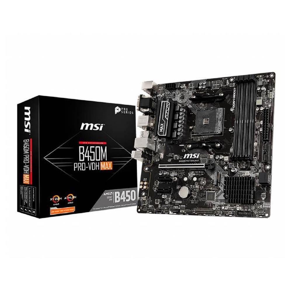 Placa Mãe MSI B450M PRO-VDH Max, Chipset B450, AMD AM4, mATX, DDR4