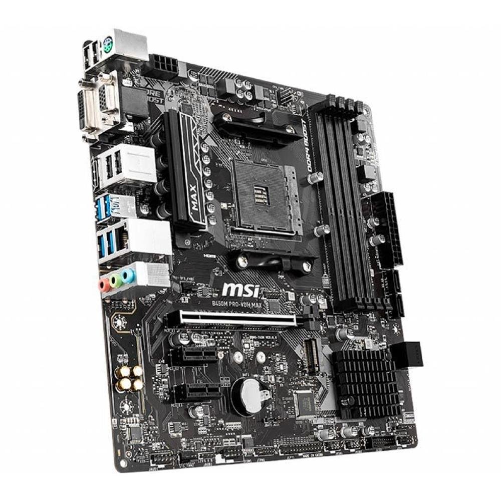 Placa Mãe MSI B450M PRO-VDH Max, Chipset B450, AMD AM4, mATX, DDR4