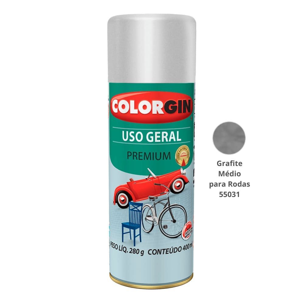 Tinta Spray Uso Geral Premium Me 400ml 55031 Grafite Médio Para Rodas Colorgin
