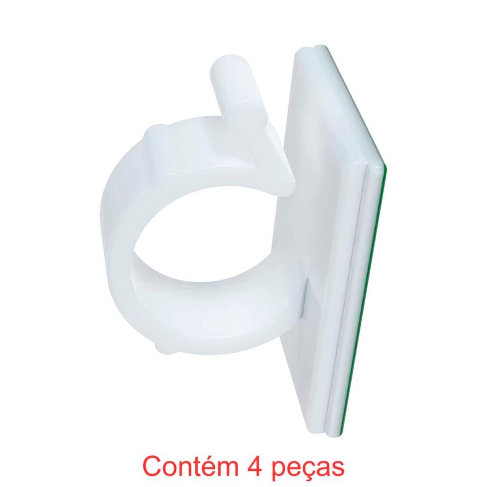 Clip Adesivo 13mm Branco 4 Peças Sforplast